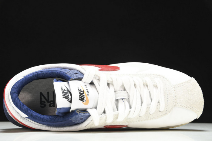 sacai x nike cortez white red navy blue dq0581-100