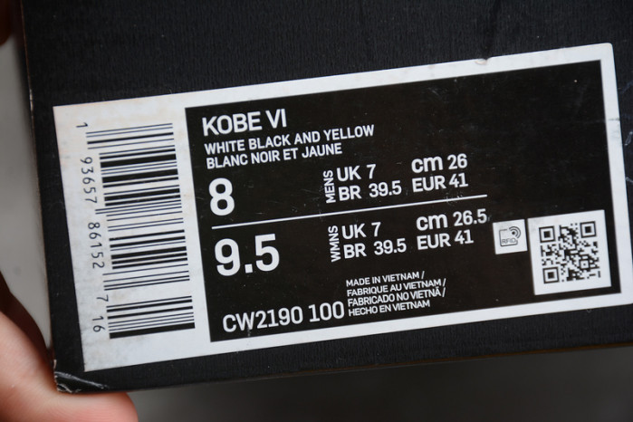 kobe 6 protro white/neutral grey-del sol-black cw2190-100