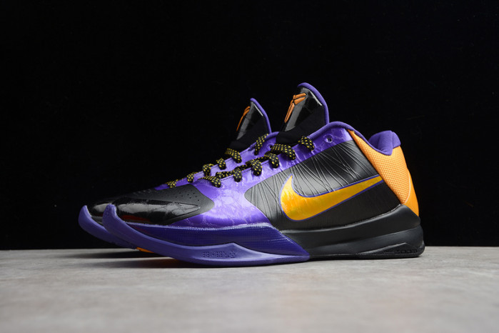 zoom kobe 5 x lakers black/de sol-varsity purple 386430-071